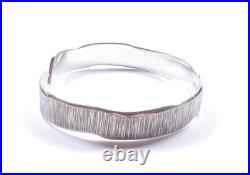 Vintage Scottish Bangle Heavy Wood Effect 925 Sterling Silver Large Size
