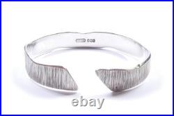 Vintage Scottish Bangle Heavy Wood Effect 925 Sterling Silver Large Size