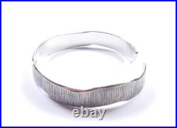 Vintage Scottish Bangle Heavy Wood Effect 925 Sterling Silver Large Size