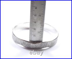Vintage Scottish Bangle Heavy Wood Effect 925 Sterling Silver Large Size