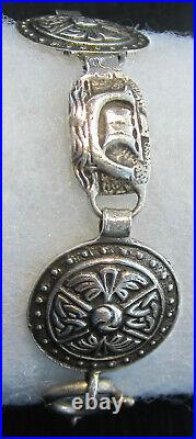 Vintage Scottish Glasgow Robert Allison Sterling Silver Viking Ship Bracelet