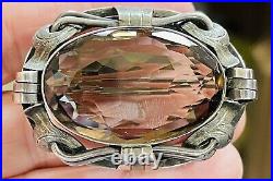 Vintage Scottish Kilt Sash Brooch Pin Sterling Silver Cairngorm