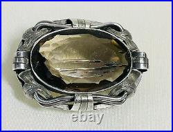 Vintage Scottish Kilt Sash Brooch Pin Sterling Silver Cairngorm