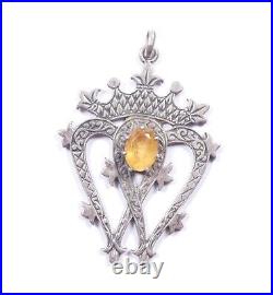 Vintage Scottish Luckenbooth Pendant John Hart 925 Sterling Silver & Citrine