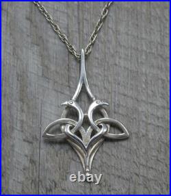 Vintage Scottish OMG OLA M GORIE Sterling Silver Kells Bird Pendant Necklace