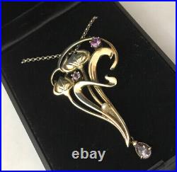 Vintage Scottish Ortak Malcolm Grey Sterling Silver Art Nouveau Amethyst Pendant