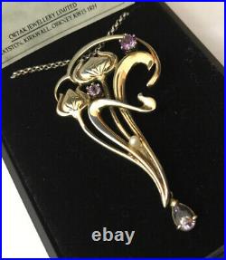 Vintage Scottish Ortak Malcolm Grey Sterling Silver Art Nouveau Amethyst Pendant