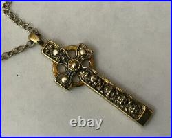 Vintage Scottish Ortak Orkney St Sterling Silver Gilt Iona Celtic Cross Pendant