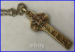 Vintage Scottish Ortak Orkney St Sterling Silver Gilt Iona Celtic Cross Pendant