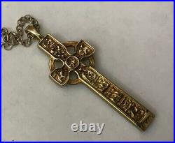 Vintage Scottish Ortak Orkney St Sterling Silver Gilt Iona Celtic Cross Pendant