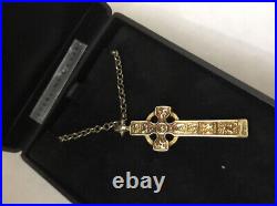 Vintage Scottish Ortak Orkney St Sterling Silver Gilt Iona Celtic Cross Pendant