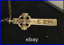 Vintage Scottish Ortak Orkney St Sterling Silver Gilt Iona Celtic Cross Pendant
