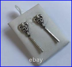 Vintage Scottish Ortak Orkney Sterling Silver Celtic Dropper Dangle Earrings A