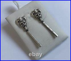 Vintage Scottish Ortak Orkney Sterling Silver Celtic Dropper Dangle Earrings A