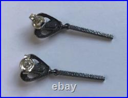 Vintage Scottish Ortak Orkney Sterling Silver Celtic Dropper Dangle Earrings A