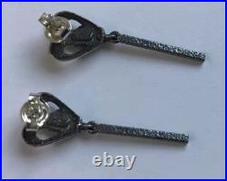 Vintage Scottish Ortak Orkney Sterling Silver Celtic Dropper Dangle Earrings A