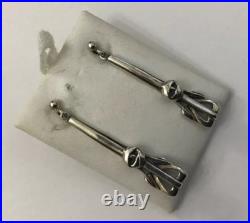 Vintage Scottish Ortak Orkney Sterling Silver Celtic Dropper Dangle Earrings C