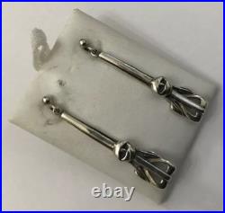Vintage Scottish Ortak Orkney Sterling Silver Celtic Dropper Dangle Earrings C