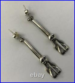 Vintage Scottish Ortak Orkney Sterling Silver Celtic Dropper Dangle Earrings C