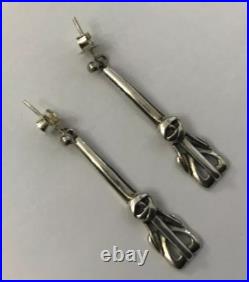 Vintage Scottish Ortak Orkney Sterling Silver Celtic Dropper Dangle Earrings C
