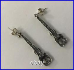 Vintage Scottish Ortak Orkney Sterling Silver Celtic Dropper Dangle Earrings C