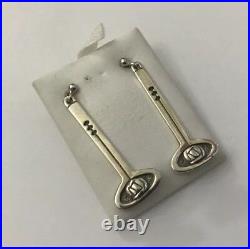 Vintage Scottish Ortak Orkney Sterling Silver Celtic Dropper Earrings D