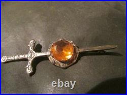 Vintage Scottish Robert Allison LargeSilver Iona Sword Kilt Pin Brooch, Edin1958