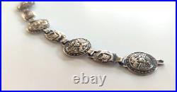 Vintage Scottish Robert Allison Solid Silver Bracelet Iona Shield Viking ship