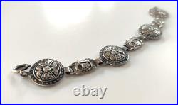 Vintage Scottish Robert Allison Solid Silver Bracelet Iona Shield Viking ship