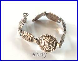 Vintage Scottish Robert Allison Solid Silver Bracelet Iona Shield Viking ship