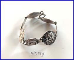 Vintage Scottish Robert Allison Solid Silver Bracelet Iona Shield Viking ship