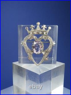 Vintage Scottish Silver & Amethyst Large Iona Luckenbooth Brooch John Hart 1960