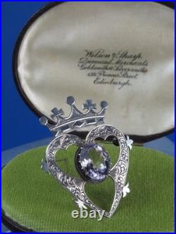 Vintage Scottish Silver & Amethyst Large Iona Luckenbooth Brooch John Hart 1960