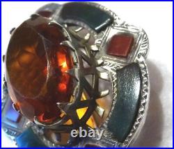 Vintage Scottish Silver Handmade Cairngorm, Chalcedony & Bloodstone Brooch