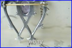 Vintage Scottish Silver Luckenbooth Brooch Amethyst Brooch Heart 1950s JC