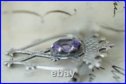 Vintage Scottish Silver Luckenbooth Brooch Amethyst Brooch Heart 1950s JC