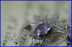 Vintage Scottish Silver Luckenbooth Brooch Amethyst Brooch Heart 1950s JC
