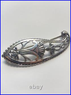 Vintage Scottish Solid Silver Hallmark Ortak Silvercraft Paisley Brooch 1992