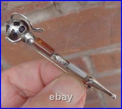 Vintage Scottish Sterling Silver Agate & Amethyst Sword or Cutlass Brooch