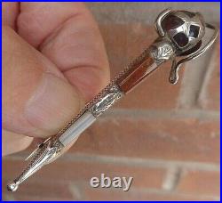 Vintage Scottish Sterling Silver Agate & Amethyst Sword or Cutlass Brooch