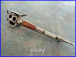 Vintage Scottish Sterling Silver Agate & Amethyst Sword or Cutlass Brooch