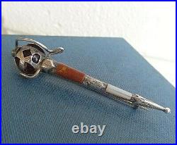 Vintage Scottish Sterling Silver Agate & Amethyst Sword or Cutlass Brooch