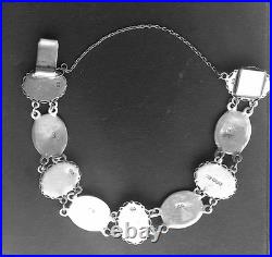 Vintage Scottish Sterling Silver Agate Bracelet. Viking Longboat Panels