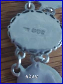 Vintage Scottish Sterling Silver Agate Bracelet. Viking Longboat Panels