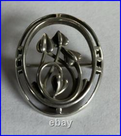 Vintage Scottish Sterling Silver Art Nouveau Brooch By Ola Gorie, Orkney