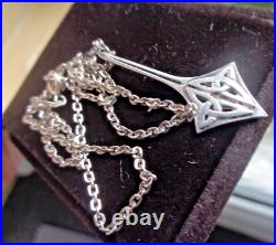 Vintage Scottish Sterling Silver Celtic Drop Pendant Chain Box Ola Gorie Orkney