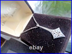 Vintage Scottish Sterling Silver Celtic Drop Pendant Chain Box Ola Gorie Orkney