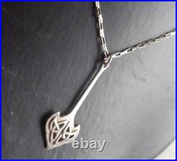 Vintage Scottish Sterling Silver Celtic Drop Pendant + Chain Ola Gorie Orkney