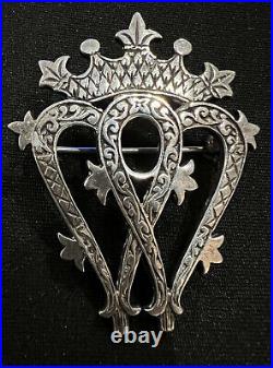 Vintage Scottish Sterling Silver Pin Brooch Luckenbooth John Hart Iona Heart