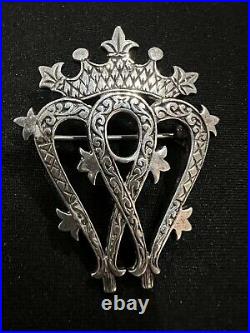 Vintage Scottish Sterling Silver Pin Brooch Luckenbooth John Hart Iona Heart